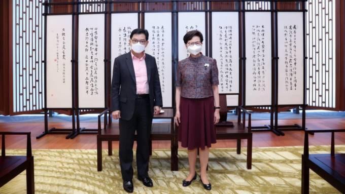 林鄭卸任後首接待外賓　會晤新加坡副總理王瑞杰
