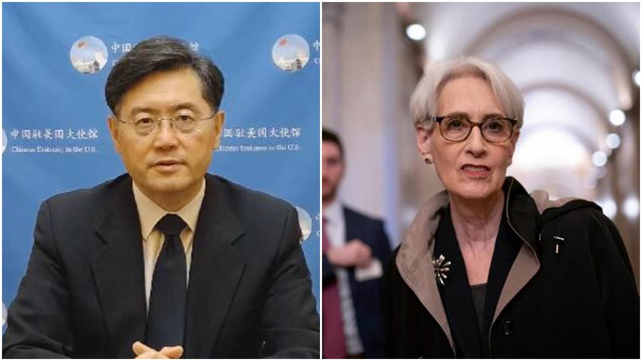 秦剛晤舍曼後逾半天，雙方尚無公布。(資料圖片)