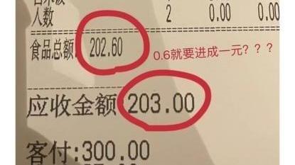 深圳女子被餐廳四捨五入，收多4毫。(互聯網)