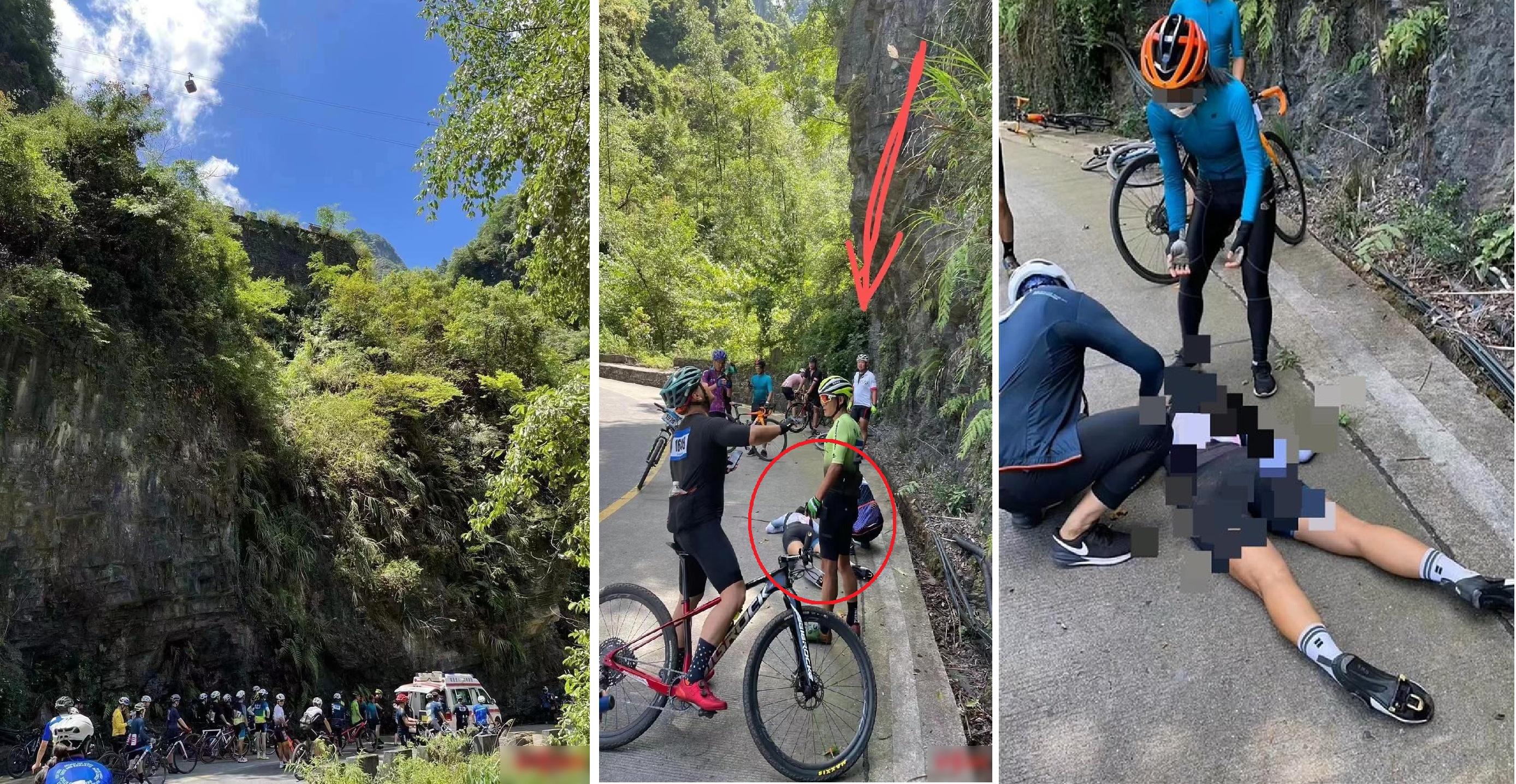 女車手墮崖，跌落40米下的路面。(互聯網)