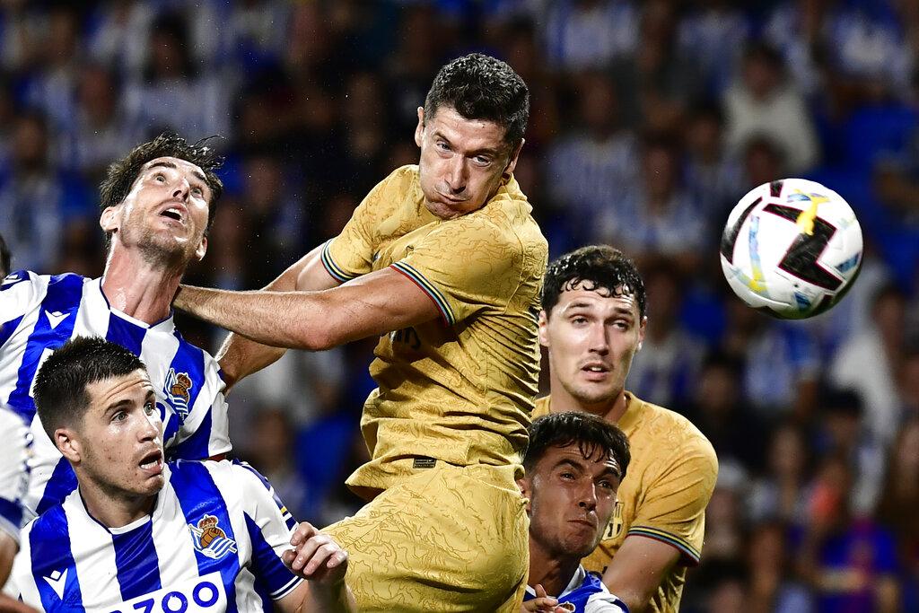 利雲杜夫斯基梅開二度，帶領巴塞大勝皇家蘇斯達。(美聯社)