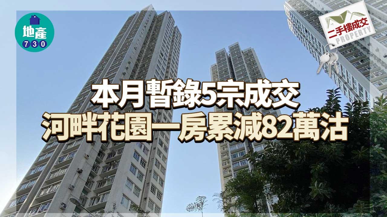 二手樓成交｜本月暫錄5宗 河畔花園一房累減82萬沽