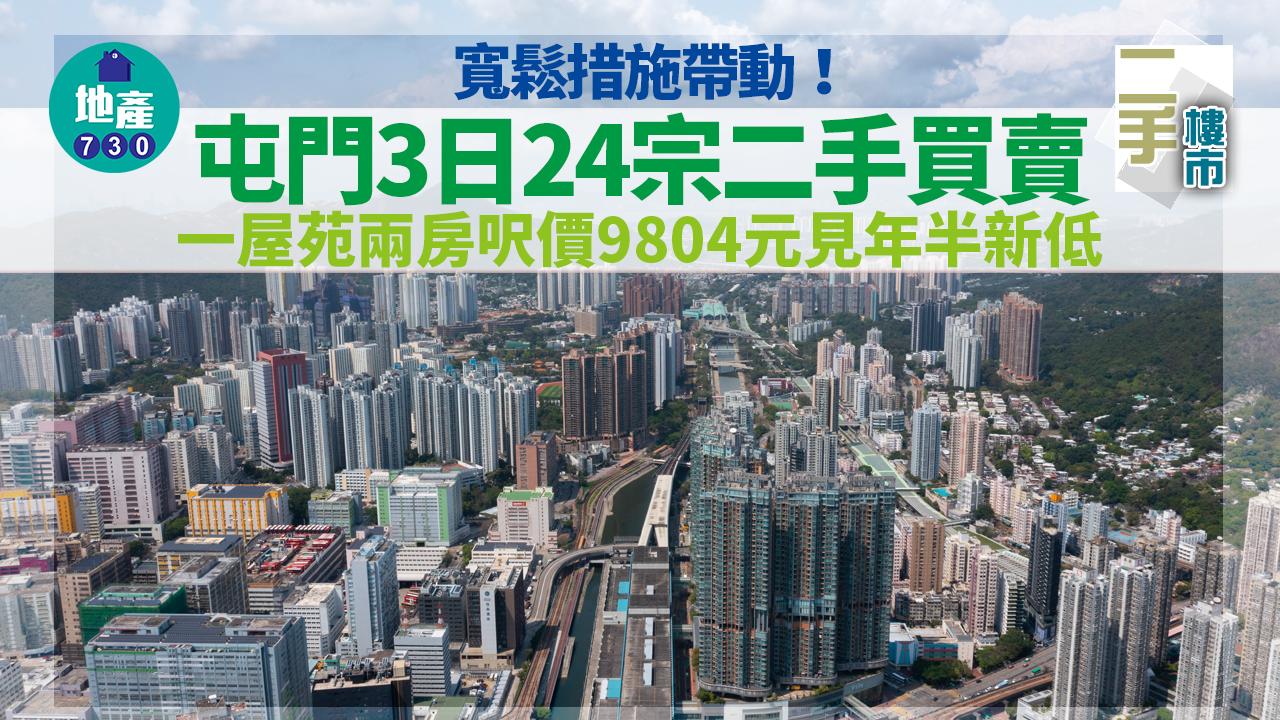 寬鬆措施帶動！屯門3日24宗二手買賣 一屋苑兩房呎價9804元見年半新低
