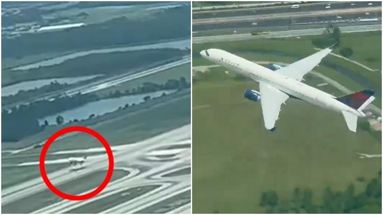 兩飛機半空相差150米就撞，驚險片段曝光。(Twitter)