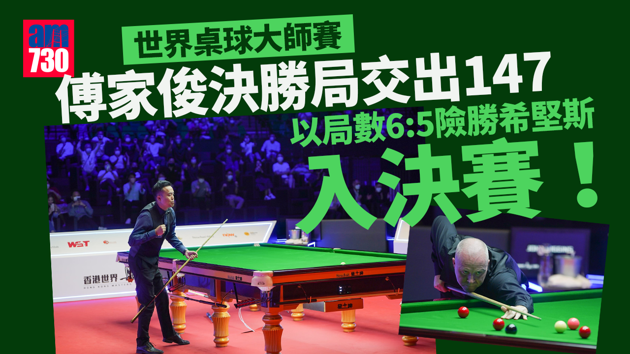 世界桌球大師賽 傅家俊決勝局交出147　以局數6 5險勝希堅斯入決賽