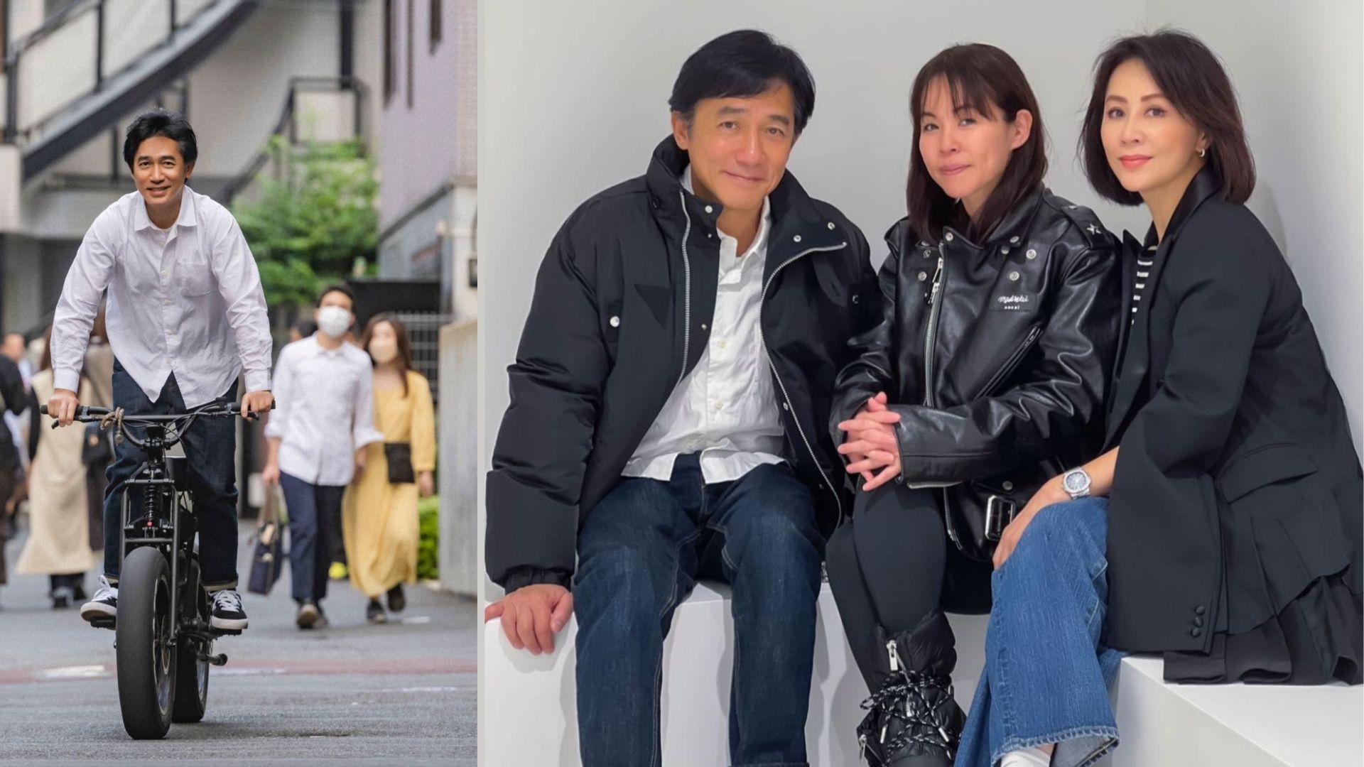 梁朝偉東京街頭踩單車 與劉嘉玲合照女子大有來頭