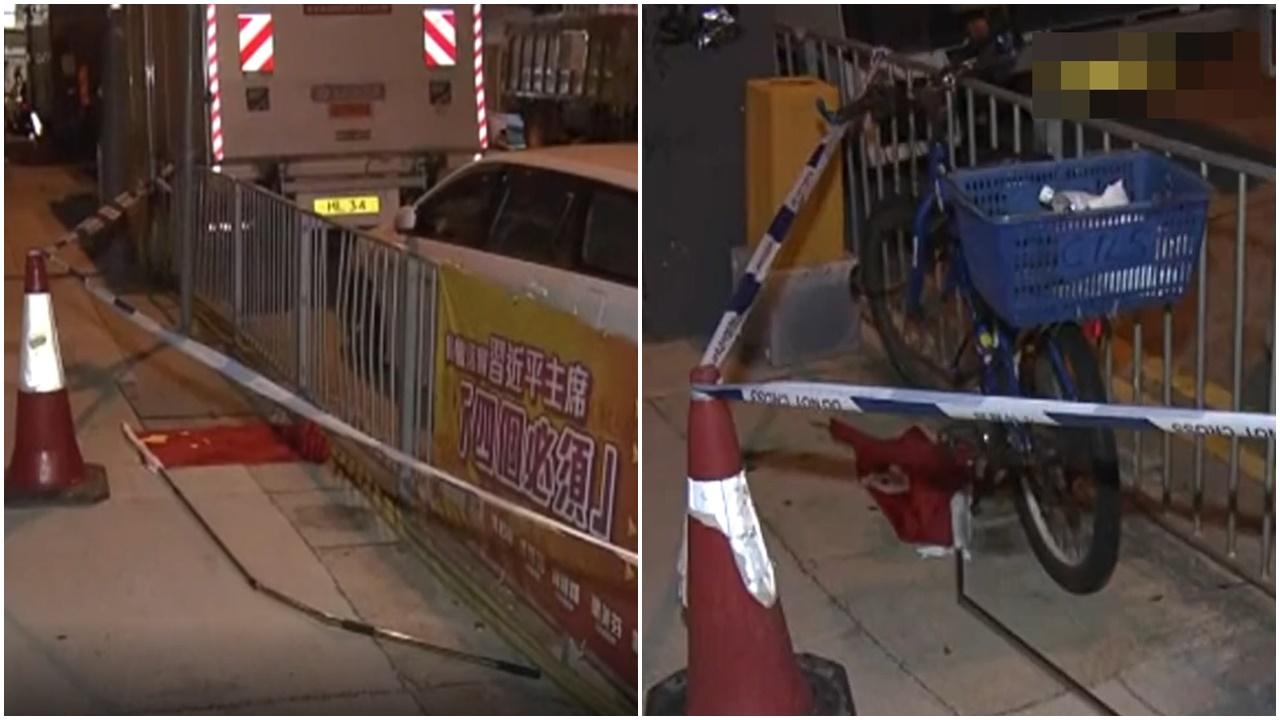 接連多宗國旗區旗及國慶橫額被拆，2名男子被捕。(電視截圖)