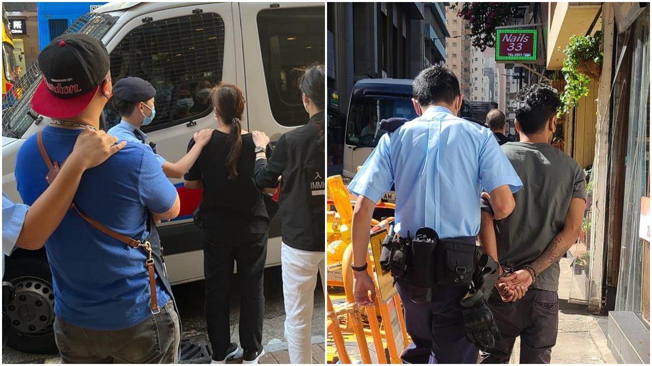 港島跨部門反黑工拘43男女。(警方圖片)