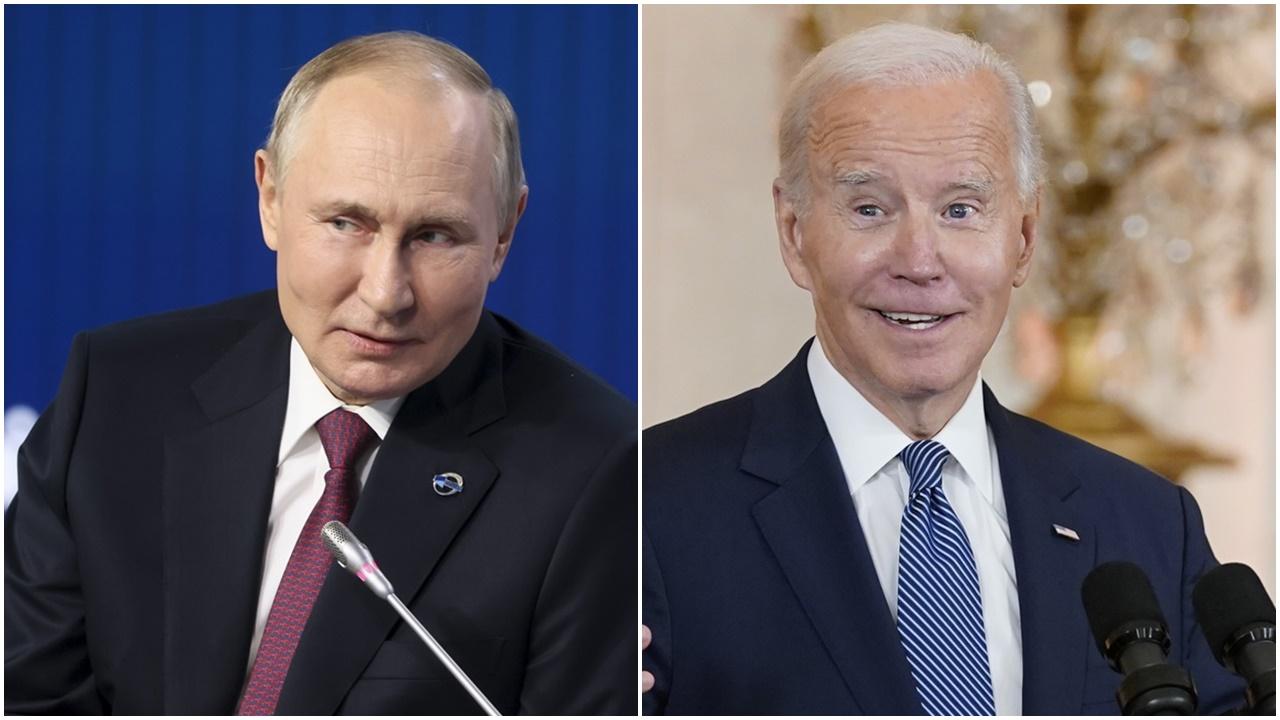 普京稱無意對烏用核武，拜登質疑他無意卻一直談論。(AP)