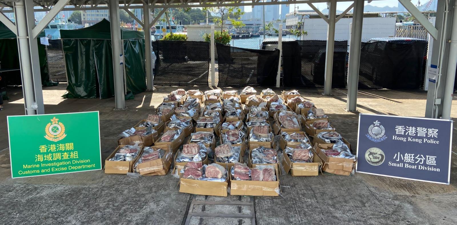 水警聯同海關反走私  截獲1600公斤急凍和牛