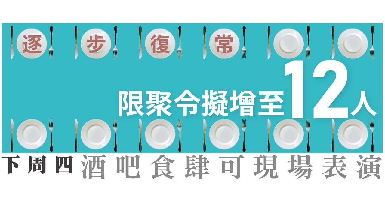 逐步復常 限聚令擬增至12人 下周四酒吧食肆可現場表演