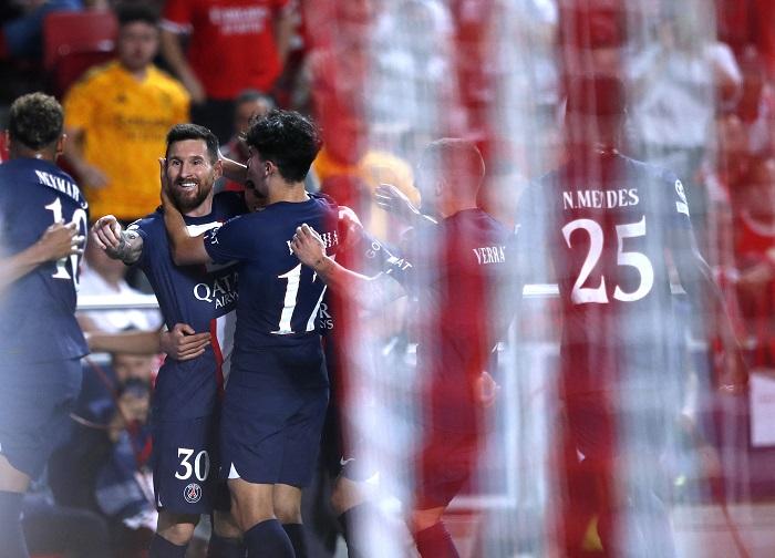 美斯的入球，但巴黎聖日耳門只與賓菲加踢平1:1。(路透社)