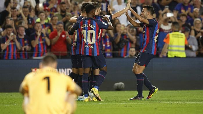 費倫托利斯為巴塞射入第4球。(路透社)