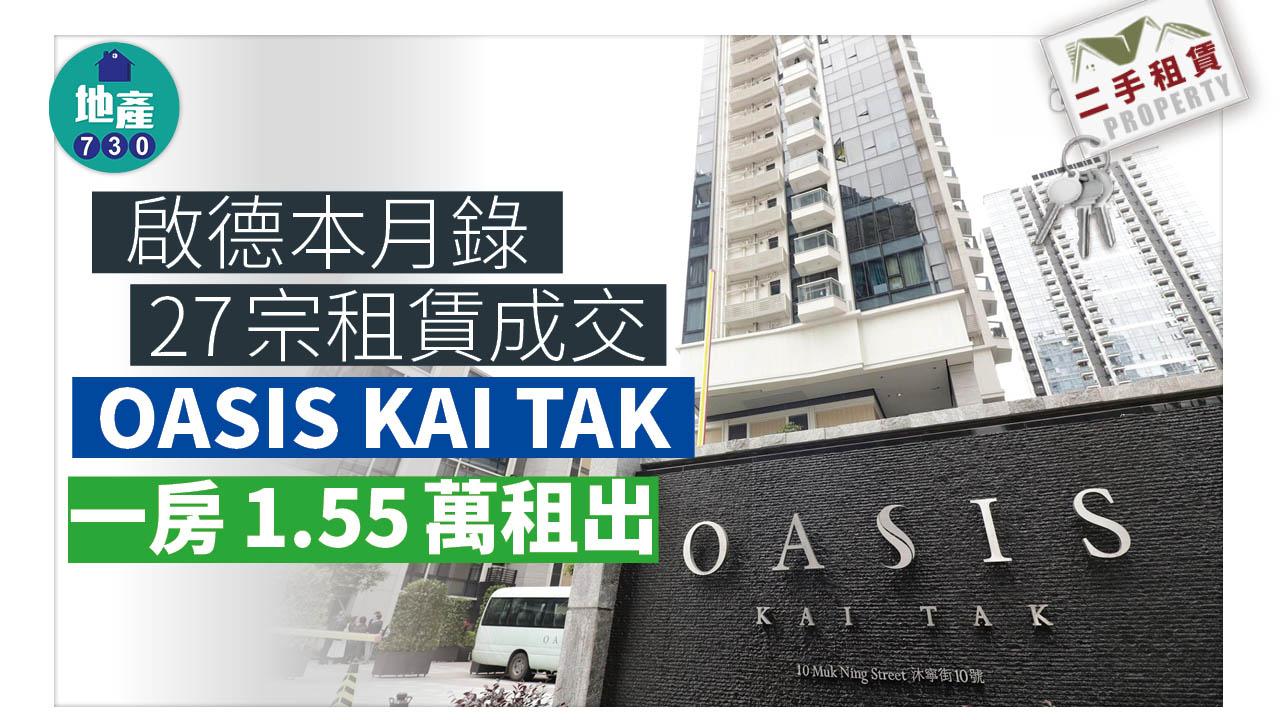 二手租賃｜啟德本月錄27宗租賃成交 OASIS KAI TAK一房1.55萬租出