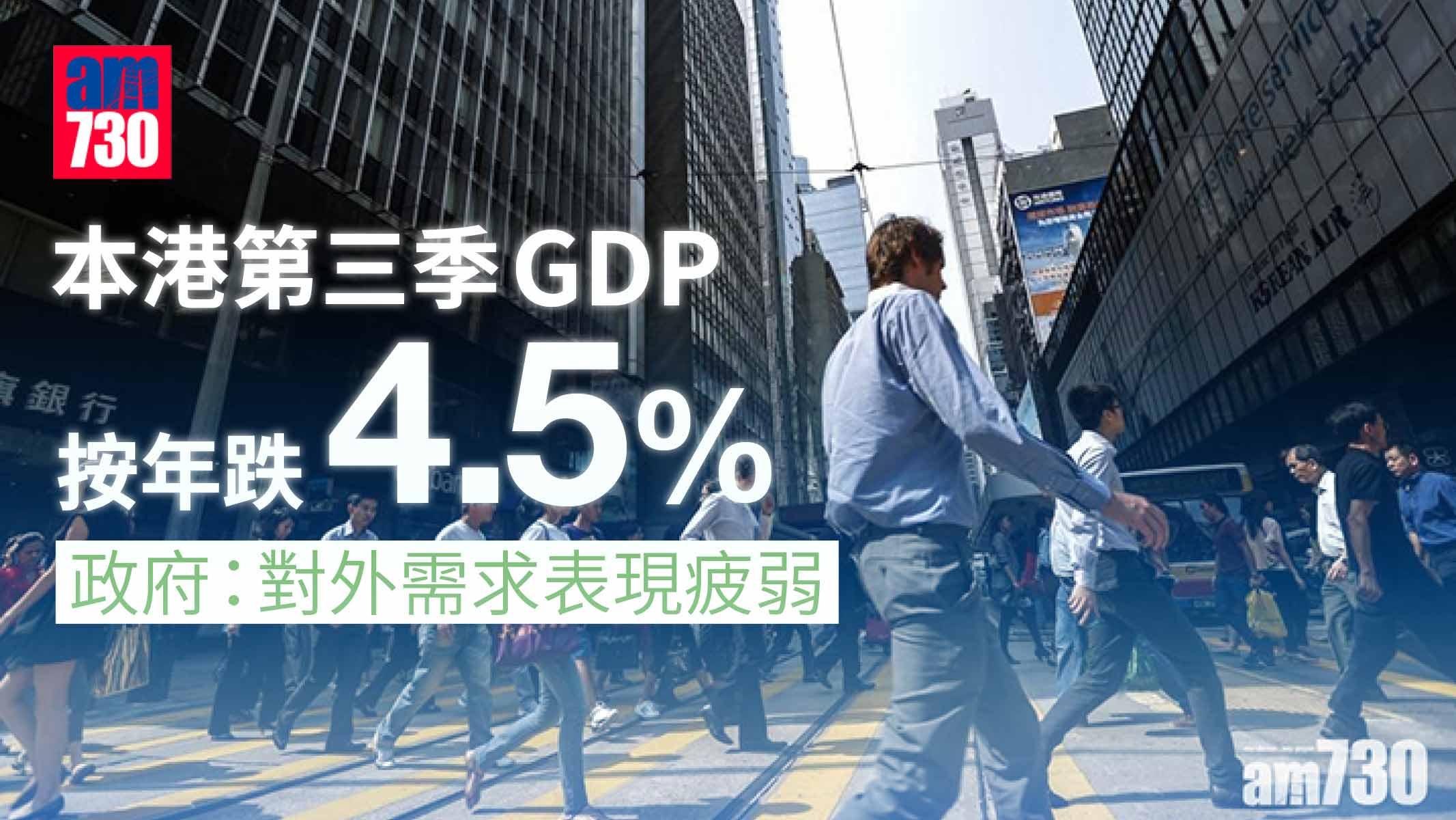 第三季GDP按年跌4.5%　政府：對外需求表現疲弱