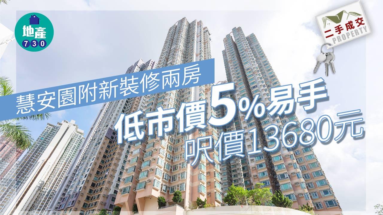 慧安園附新裝修兩房低市價5%易手 呎價13680元