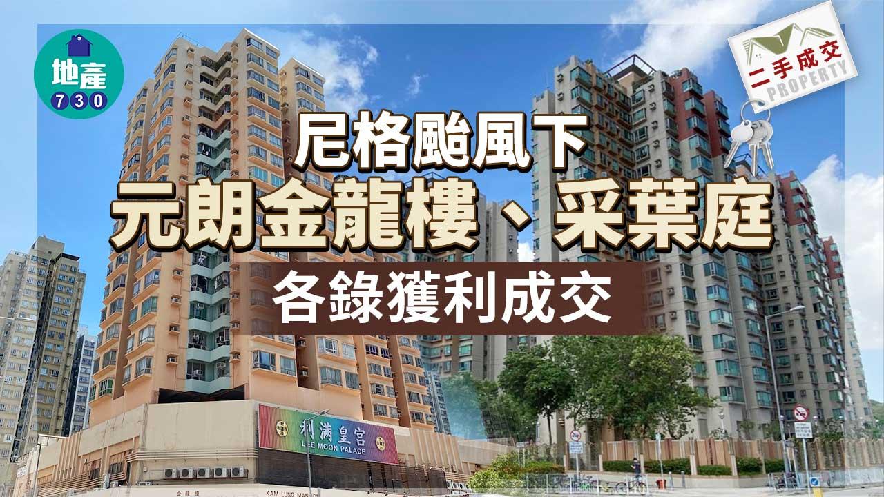 二手樓成交｜尼格颱風下-元朗金龍樓、采葉庭各錄獲利成交