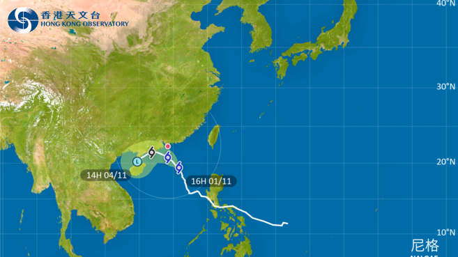 按照最新預測，尼格會採取更為靠近本港的路徑。