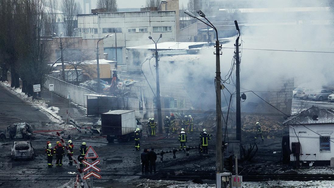 基輔受俄導彈襲擊。(路透社)