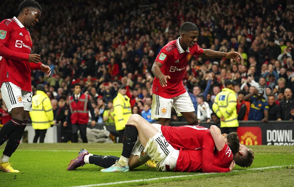 曼聯聯賽盃擊敗維拉晉級。(美聯社)