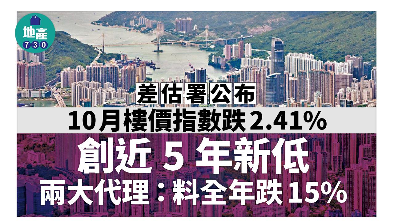 差估署｜10月樓價指數跌2.41% 創近5年新低 兩大代理：樓價續尋底 料全年跌15%