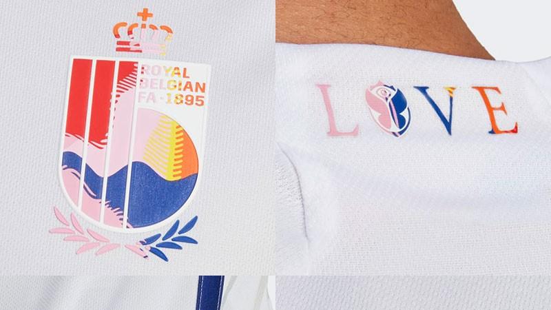 國際足協要求比利時移除作客球衣背後的「LOVE」字樣。(adidas圖片)