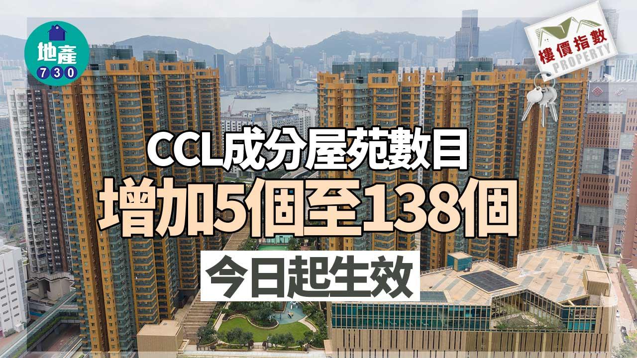 樓價指數｜CCL成分屋苑數目增加5個至138個 今日起生效