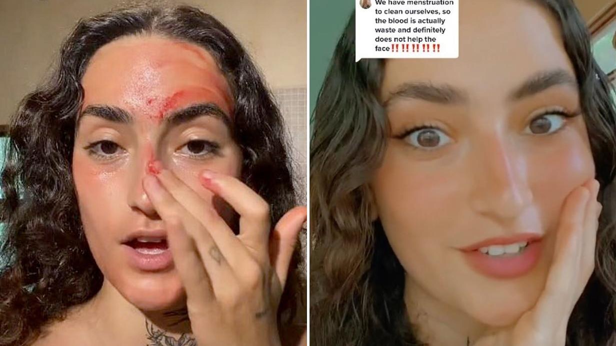 Derya把經血塗面，聲稱可讓皮膚嫩滑。(互聯網)