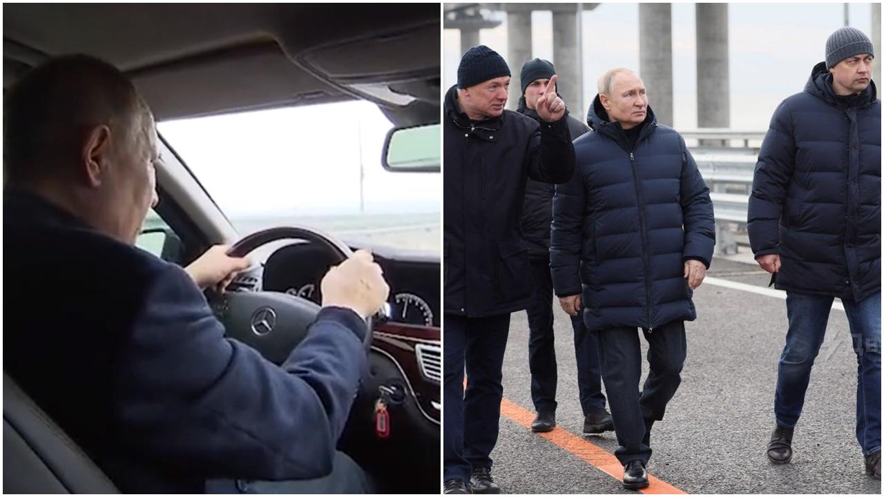 普京駕平治視察克里米亞大橋。(Twitter)