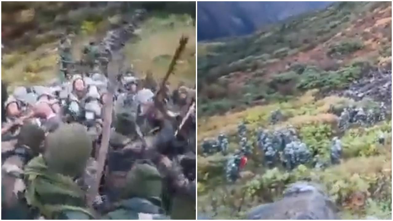 網傳中印士兵衝突片段，據指中國部署無人機，印戰機升空防禦。(Twitter)