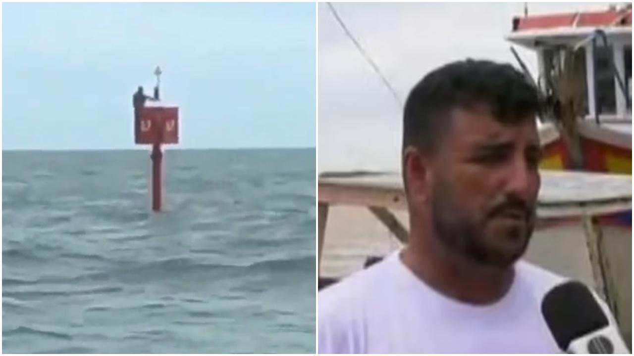 漁夫聖誕墮海，漂流4小時爬上浮標2天終獲救。(Twitter)