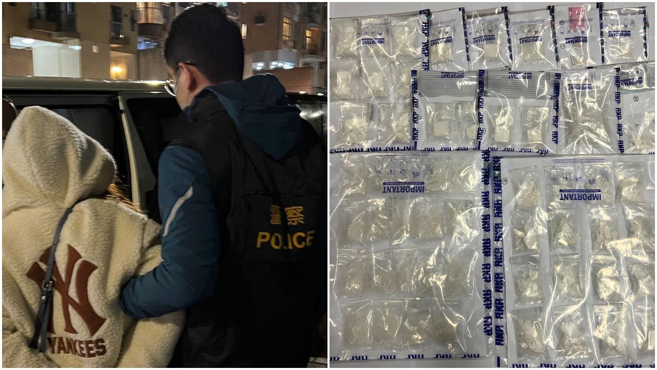 何文田打擊販毒拘2男女，檢約130萬元毒品。(警方圖片)