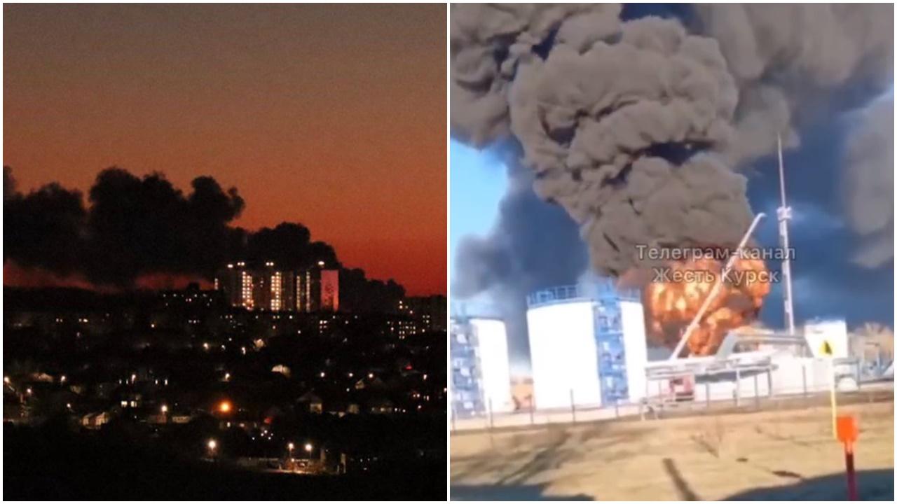 俄空軍機場再遭襲油庫大火，美國：不鼓勵烏越境攻擊。(Twitter)