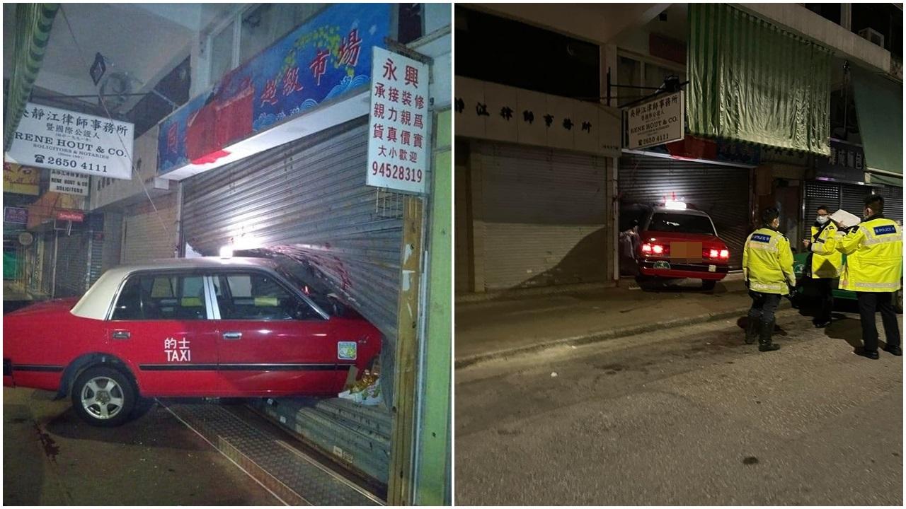 大埔超市遭紅的撞鐵閘