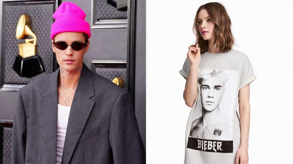 H&M 新貨印有Justin頭像及名字。