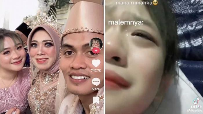 南達開心出席媽媽婚禮(左)，回家後卻忍不住痛哭(右)。(互聯網)