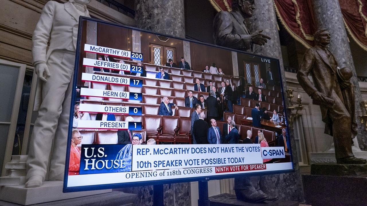 美國眾議院議長選舉經11輪投票仍懸空，成164年來歷時最長。(AP)