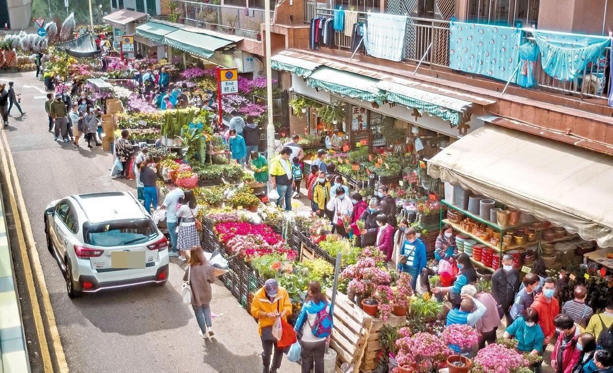 旺角花墟道明日起至年初一實施人群交通管制及封路安排。(資料圖片)