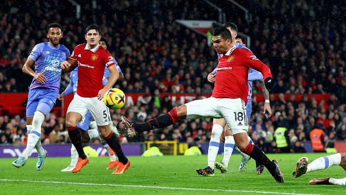 卡斯米路的入球為曼聯取得領先。(路透社)