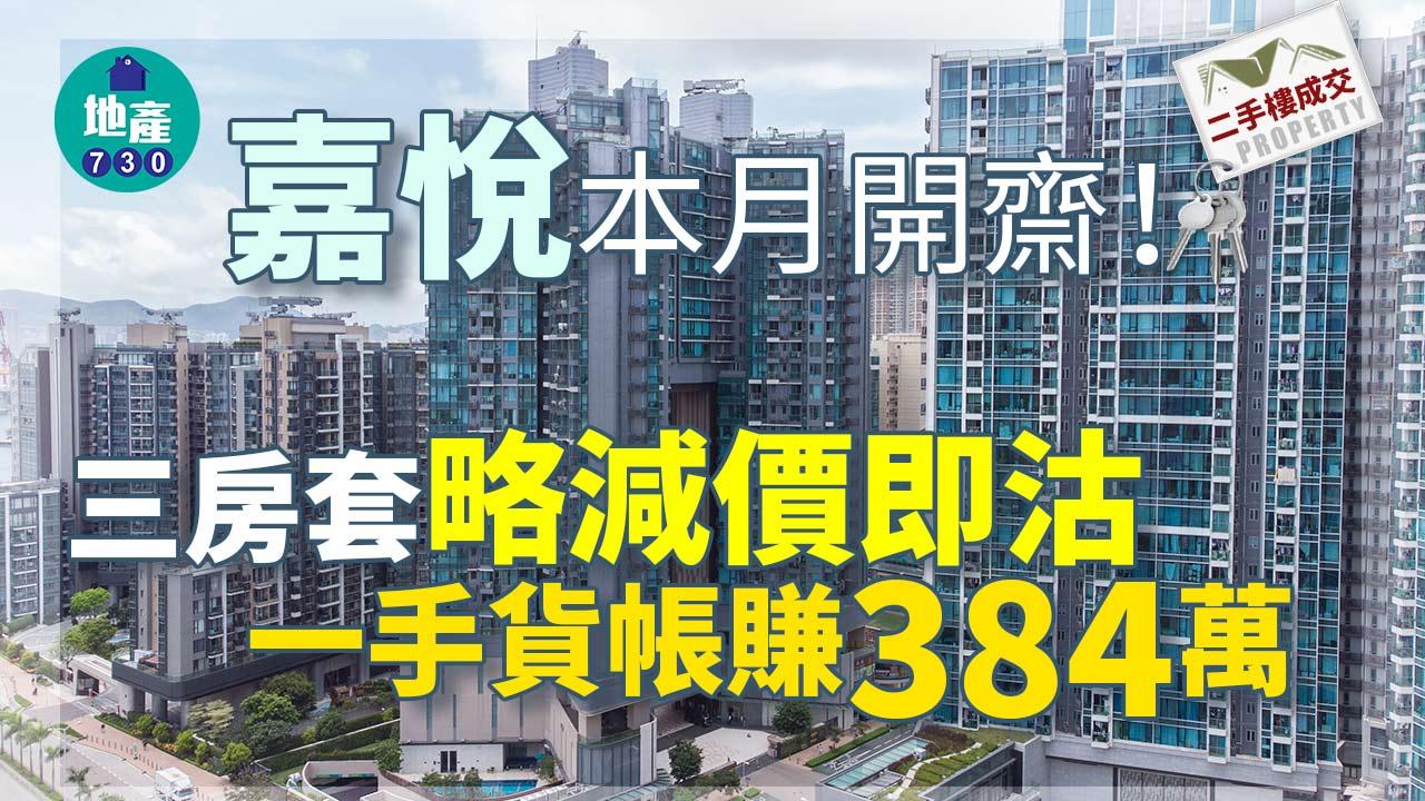 二手樓成交｜嘉悅本月開齋！三房套略減價即沽 一手貨帳賺384萬