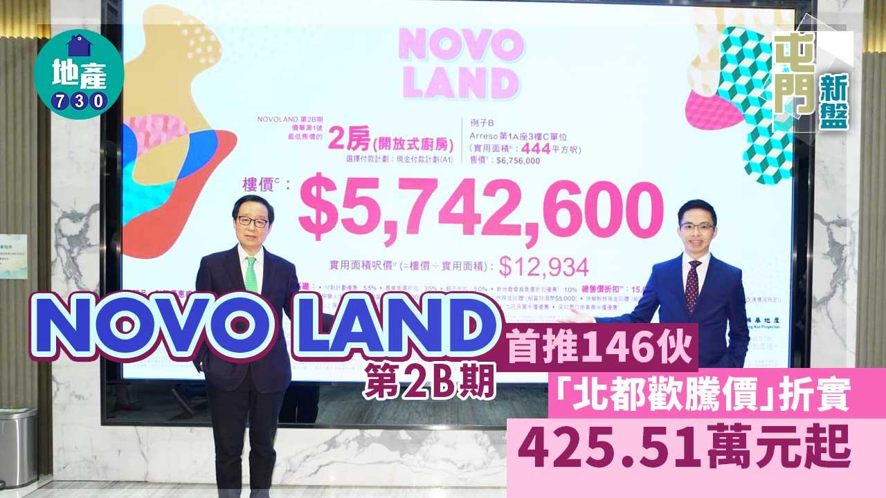 屯門新盤｜NOVO LAND第2B期首推146伙 「北都歡騰價」折實425.51萬元起