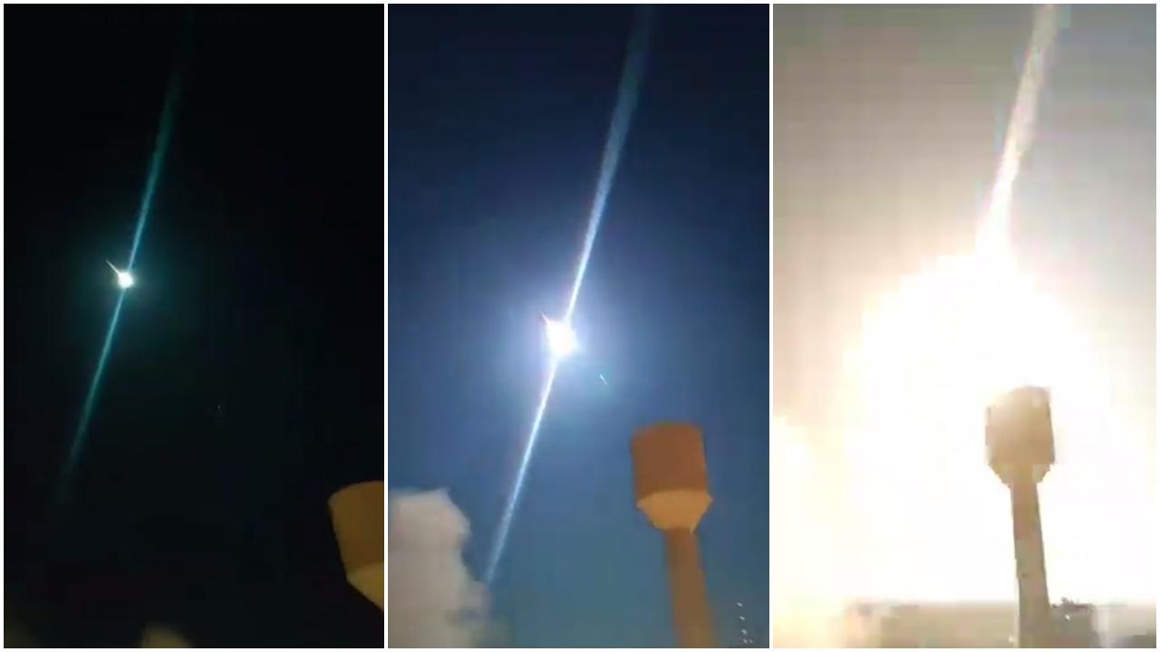 小行星撞地球，白光閃墜肉英法民眾肉眼可見。(Twitter)