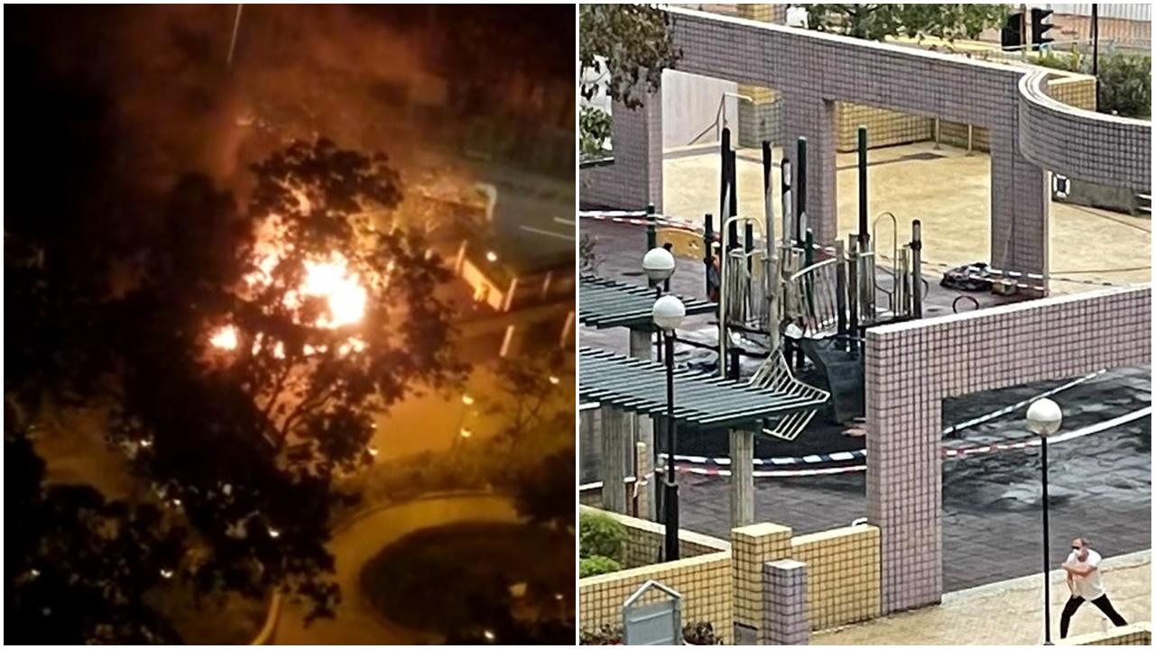 石蔭安捷街遊樂場滑梯遭縱火，事件中無人受傷。