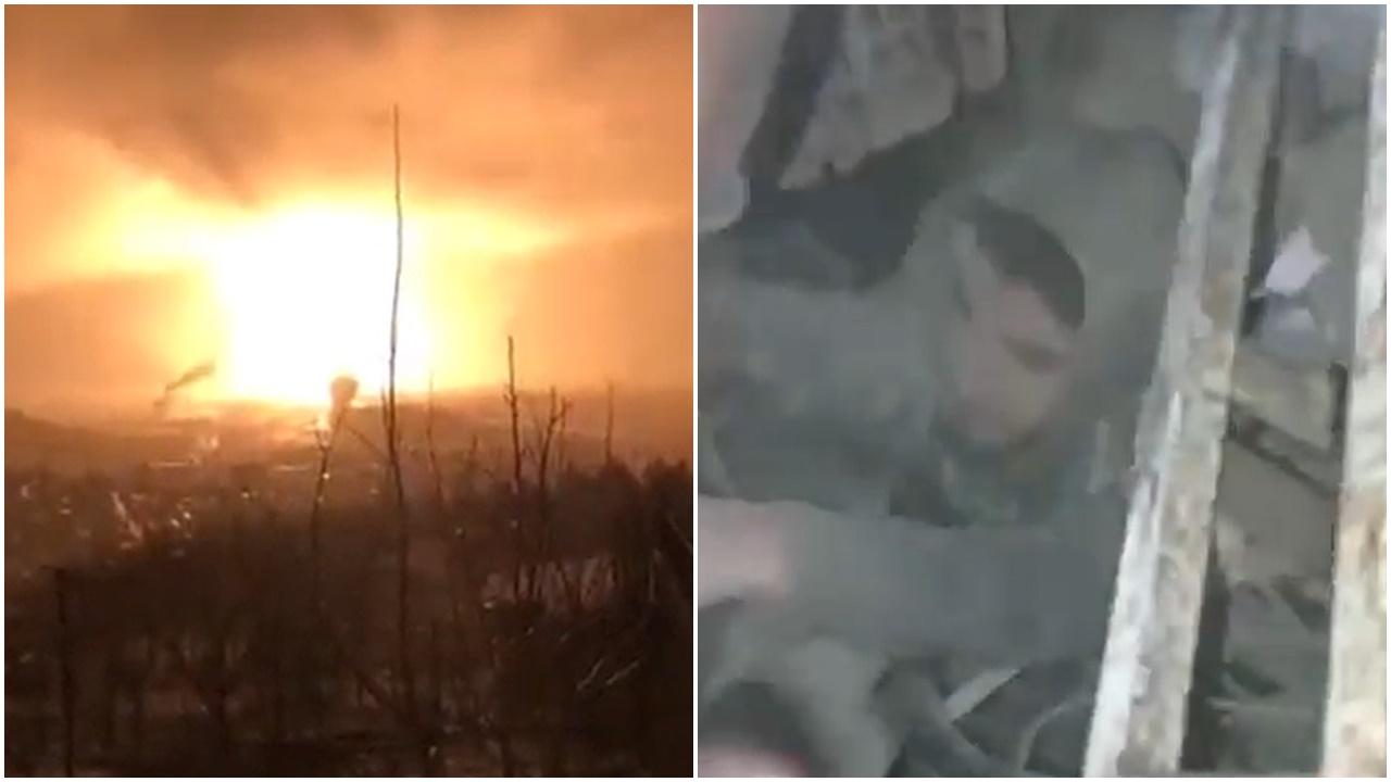 土耳其發生7.8級強烈地震，天然氣管道爆炸烈火衝天影片曝光。(Twitter)