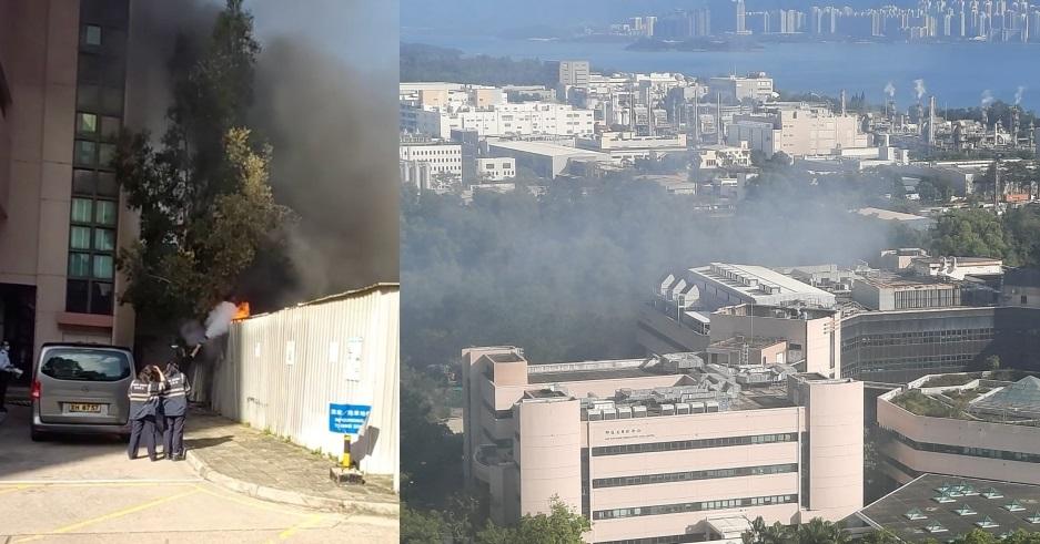 大埔那打素醫院氧氣筒爆 疑炸雜物起火肇禍。