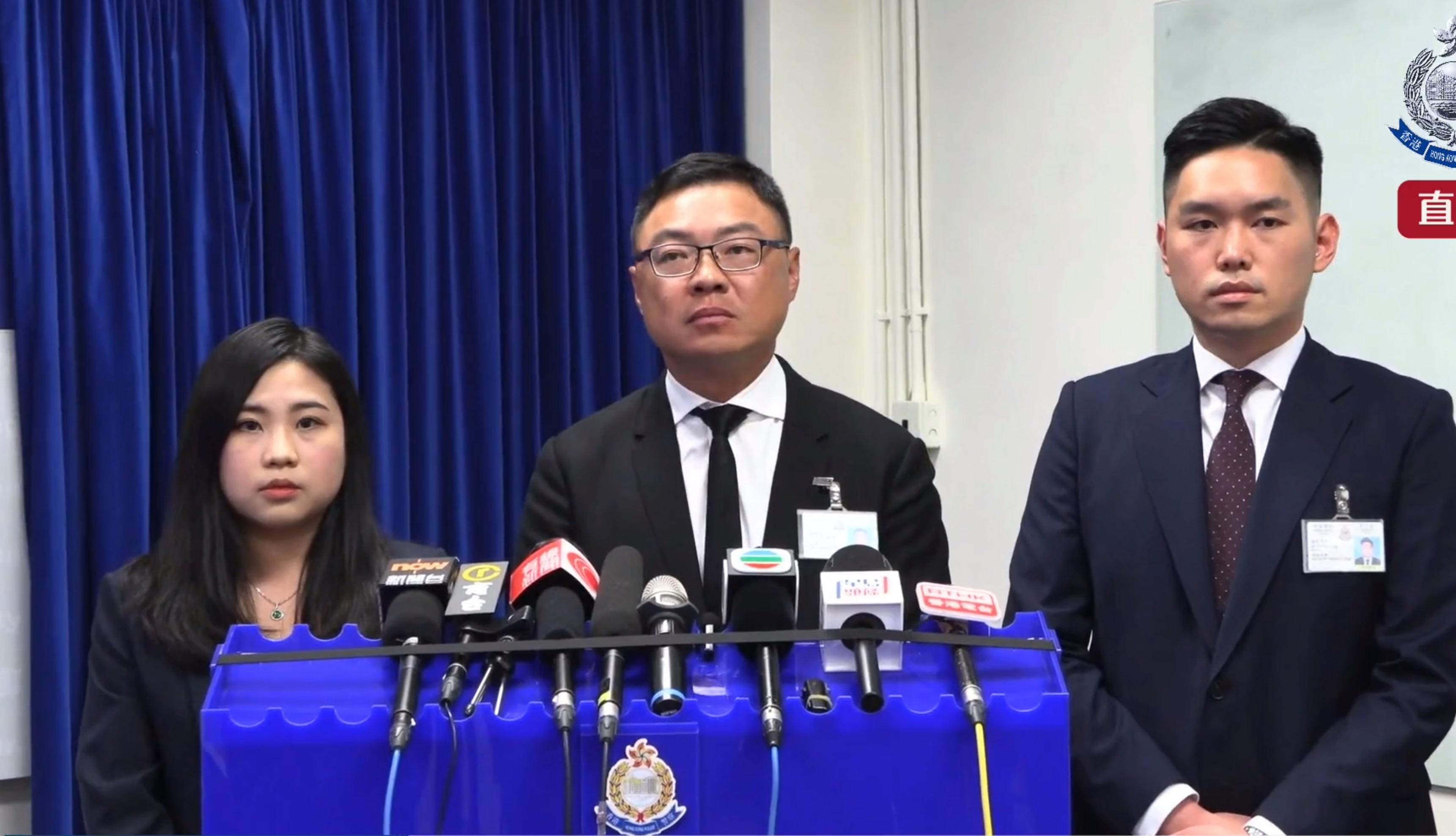 警方交代拘捕12內地男女，涉非法砍伐南丫島土沉香樹。(警方fb直播截圖)