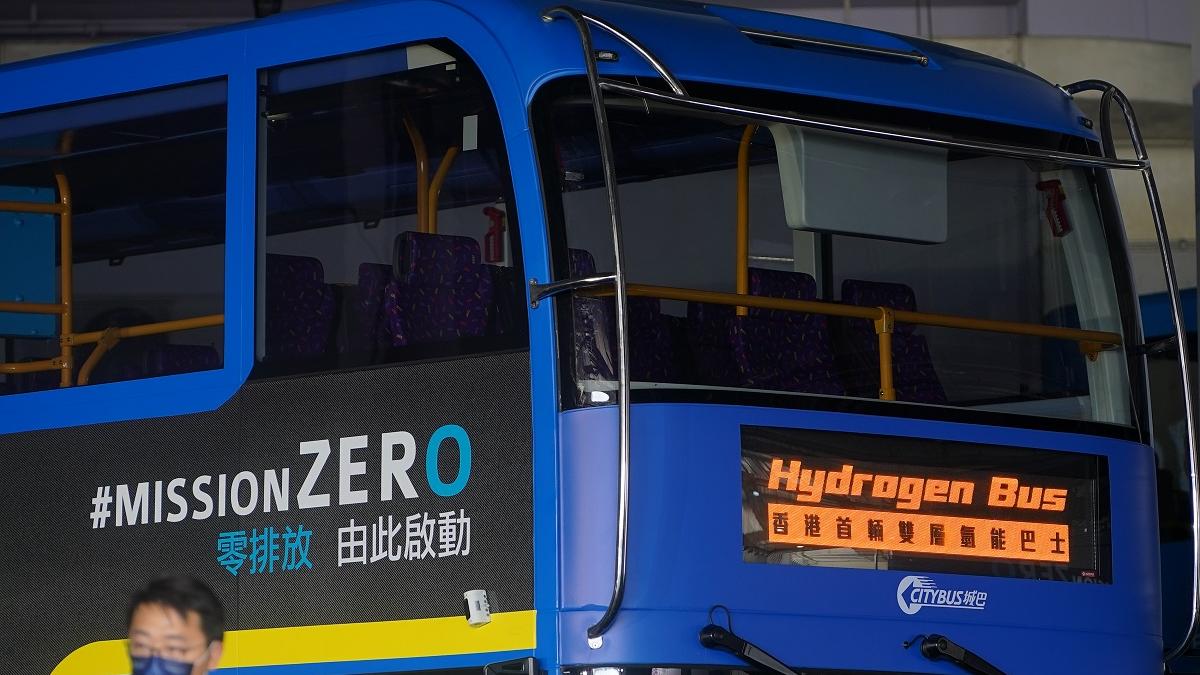 城巴申請試驗氫燃料電池雙層巴士獲批。(資料圖片／李睿哲攝)