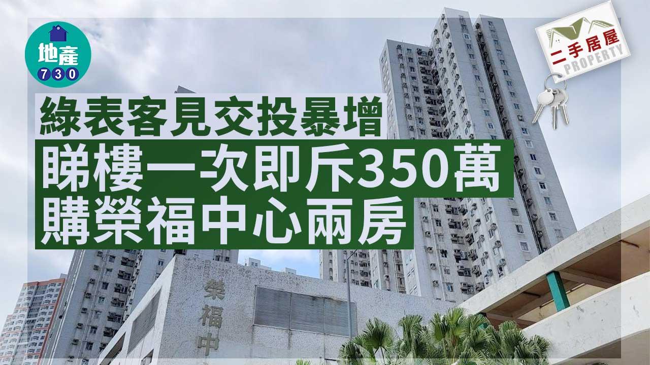 二手居屋成交｜綠表客見交投暴增 睇樓一次即科350萬購榮福中心兩房