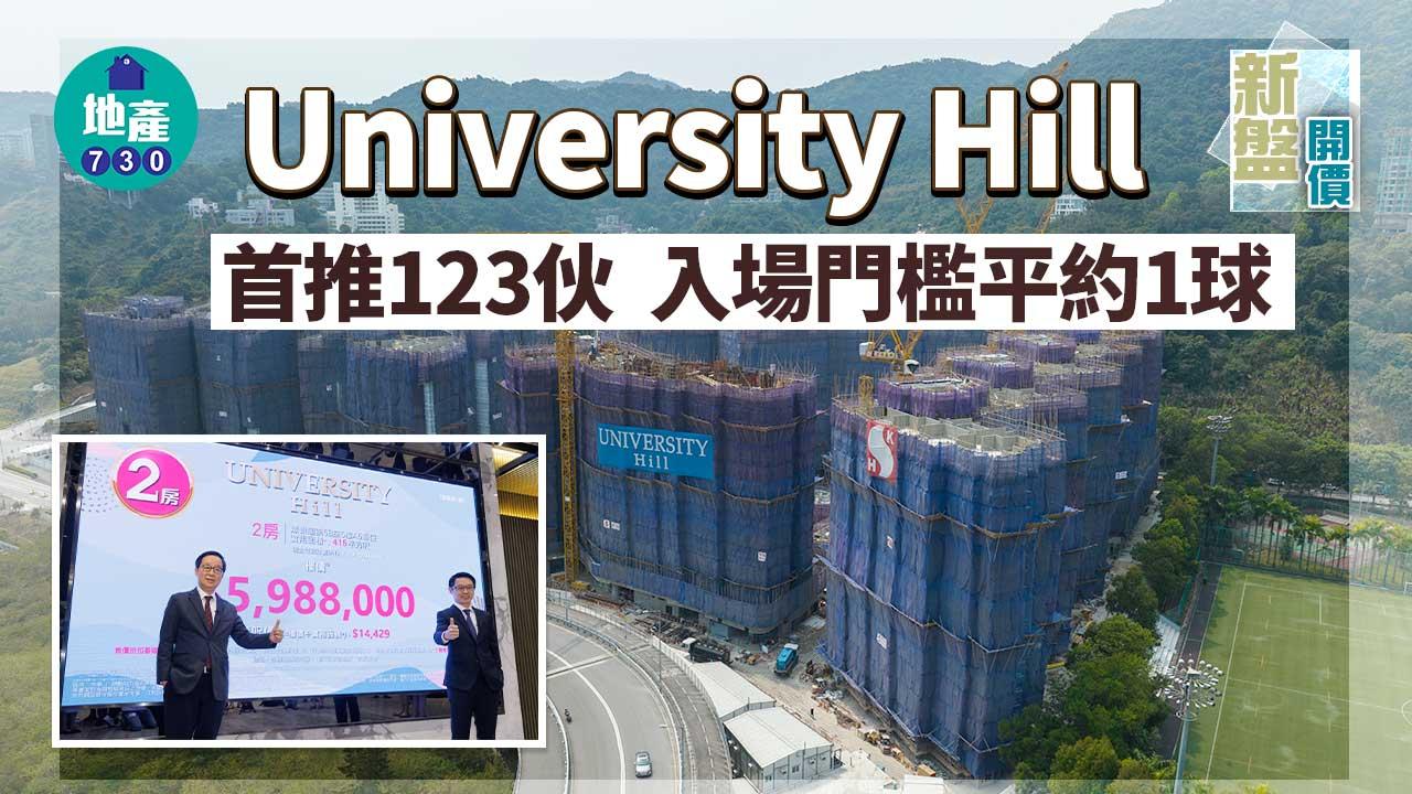 新盤開價｜University Hill首推123伙 折實均呎較上期低7% 一房最平437萬