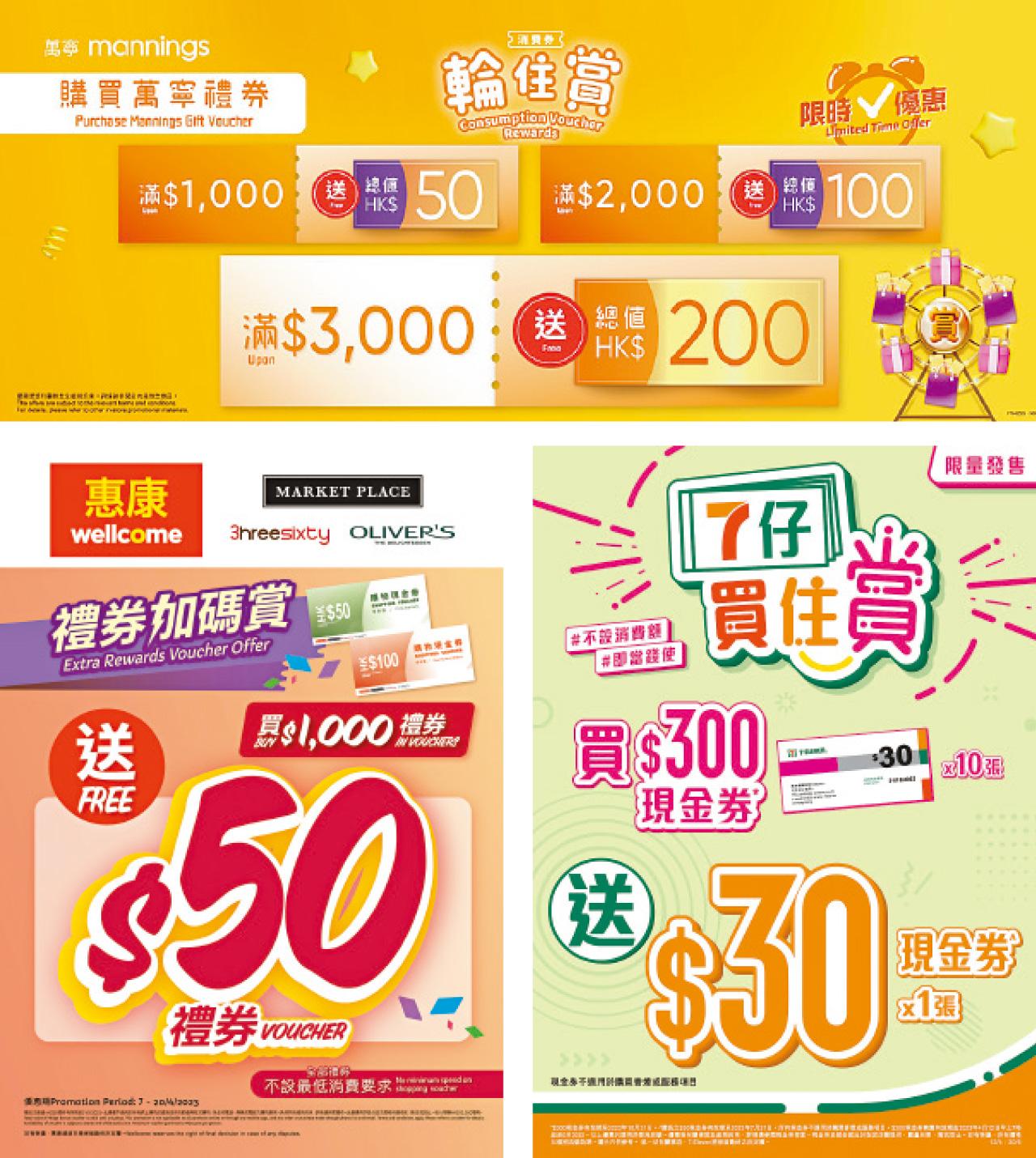 萬寧7-Eleven惠康大派現金券 愈買愈著數